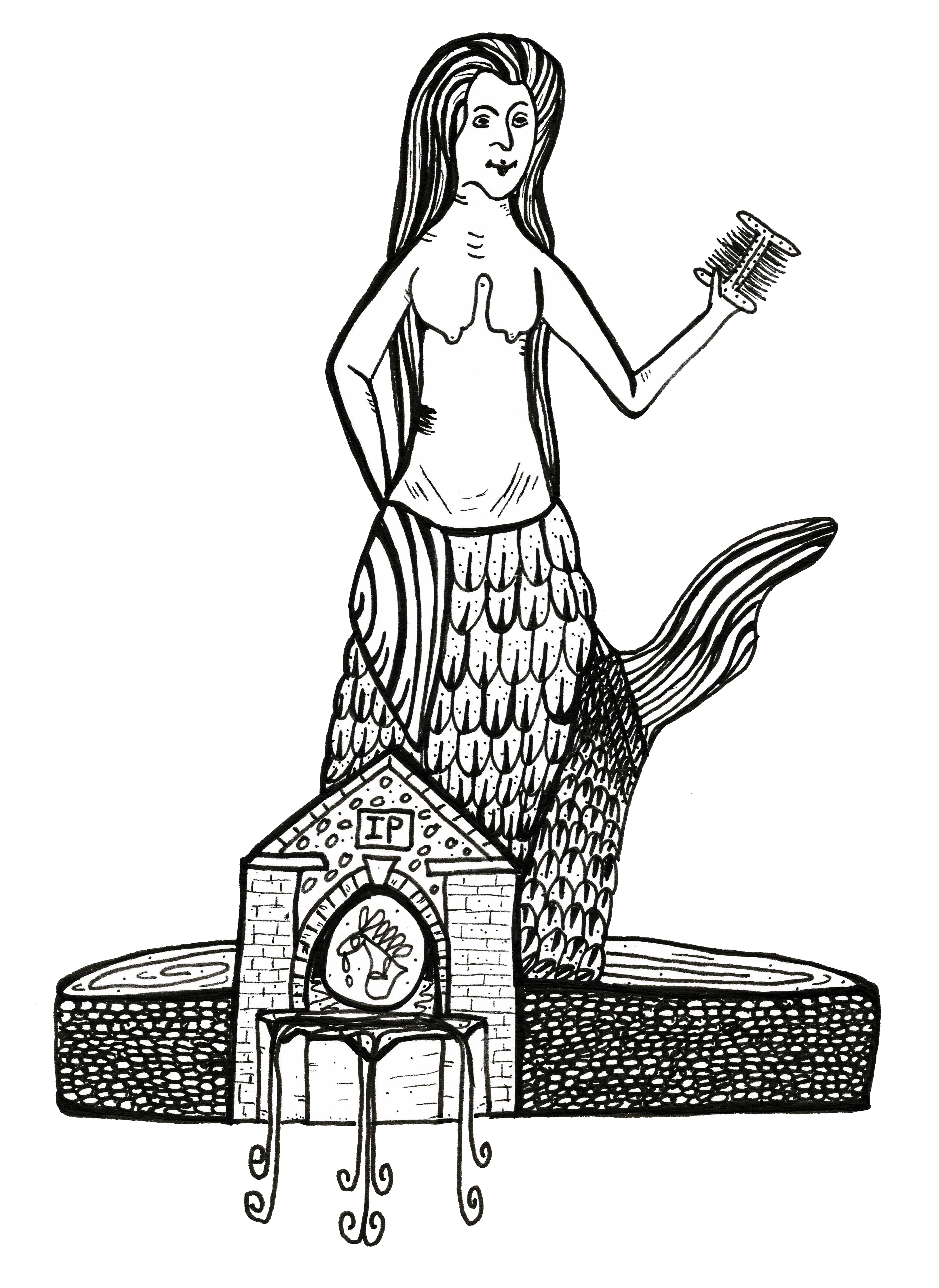 Mermaid in the conduit outside Upper Sheringham church, by Alice-Kerridge-Crick.